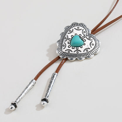 European And American Retro Turquoise Cross Necklace