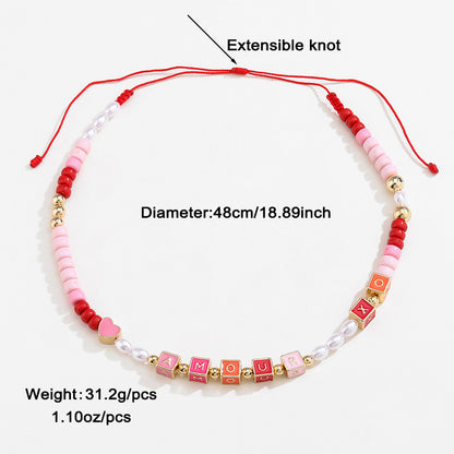 Colorful Beaded Necklace Original Design Square English Combination Bracelet Suit