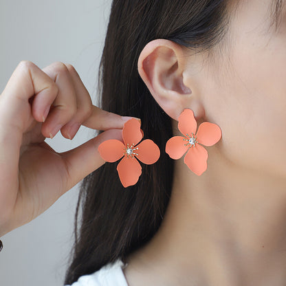 Colorful Flower Stud Earrings European And American Summer High Sense