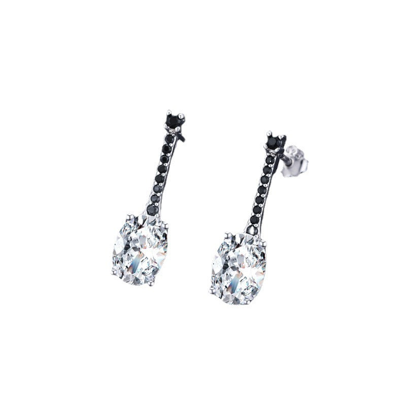 All-match Oval Zircon Copper-plated Earrings