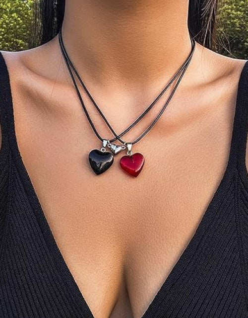 Magnet Couple Necklace Choker Heart Magnet Couple Pendant