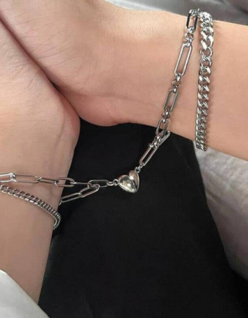 Stainless Steel Silver Bracelet Set