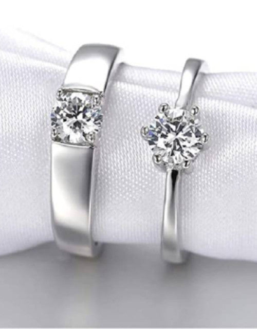 Stainless Steel Zircon Sterling Silver Plated Ring Set